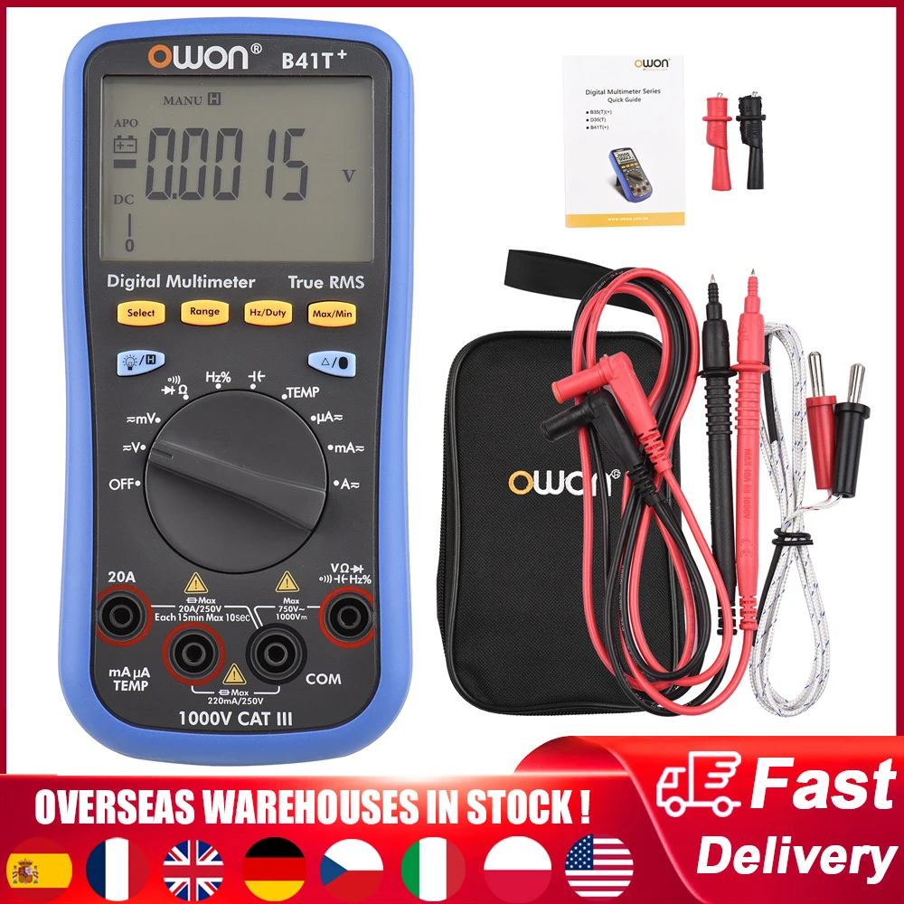 

OWON B41T+ Digital BT Multimeter 22000 Counts True RMS Auto-ranging AC DC Voltage Current Tester Offline Record Universal Meter