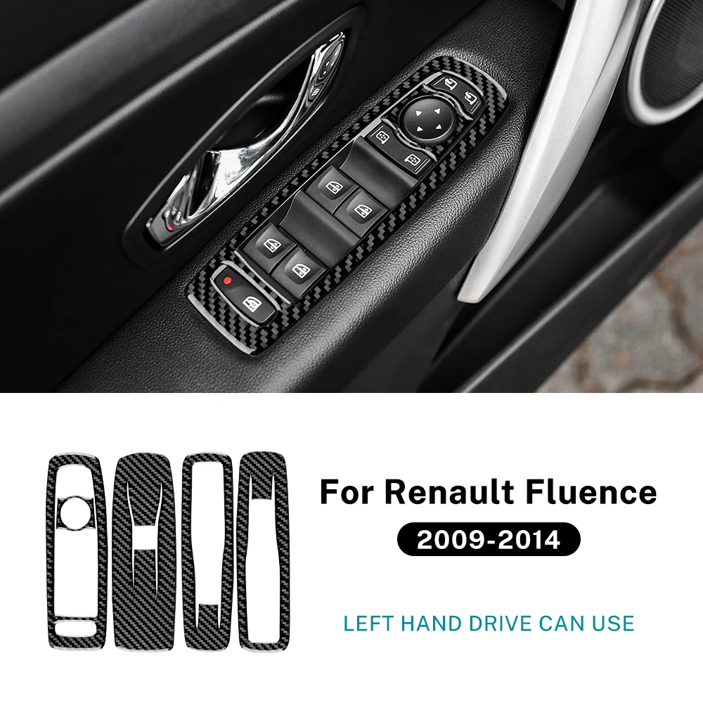 

Настоящая мягкая наклейка из углеродного волокна для Renault Fluence 2009 2010 2011 2012 2013 2014 LHD, кнопка подъема окна автомобиля, рамка, аксессуары