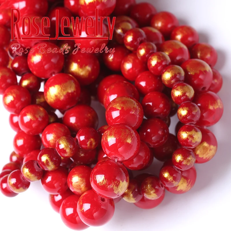 Natural Red Lapis Lazuli Jades Stone Beads For Jewelry Making Round Loose DIY Bracelet Necklace Accessories 4 6 8 10mm 15" |