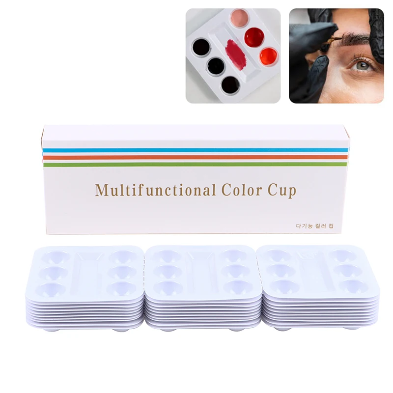 

Tattoo Ink Tray 30pcs/box Disposable White Plastic Pigment Tray Color Palette Holder Adhesive ink Tray Holders Tattoo Ink Palet