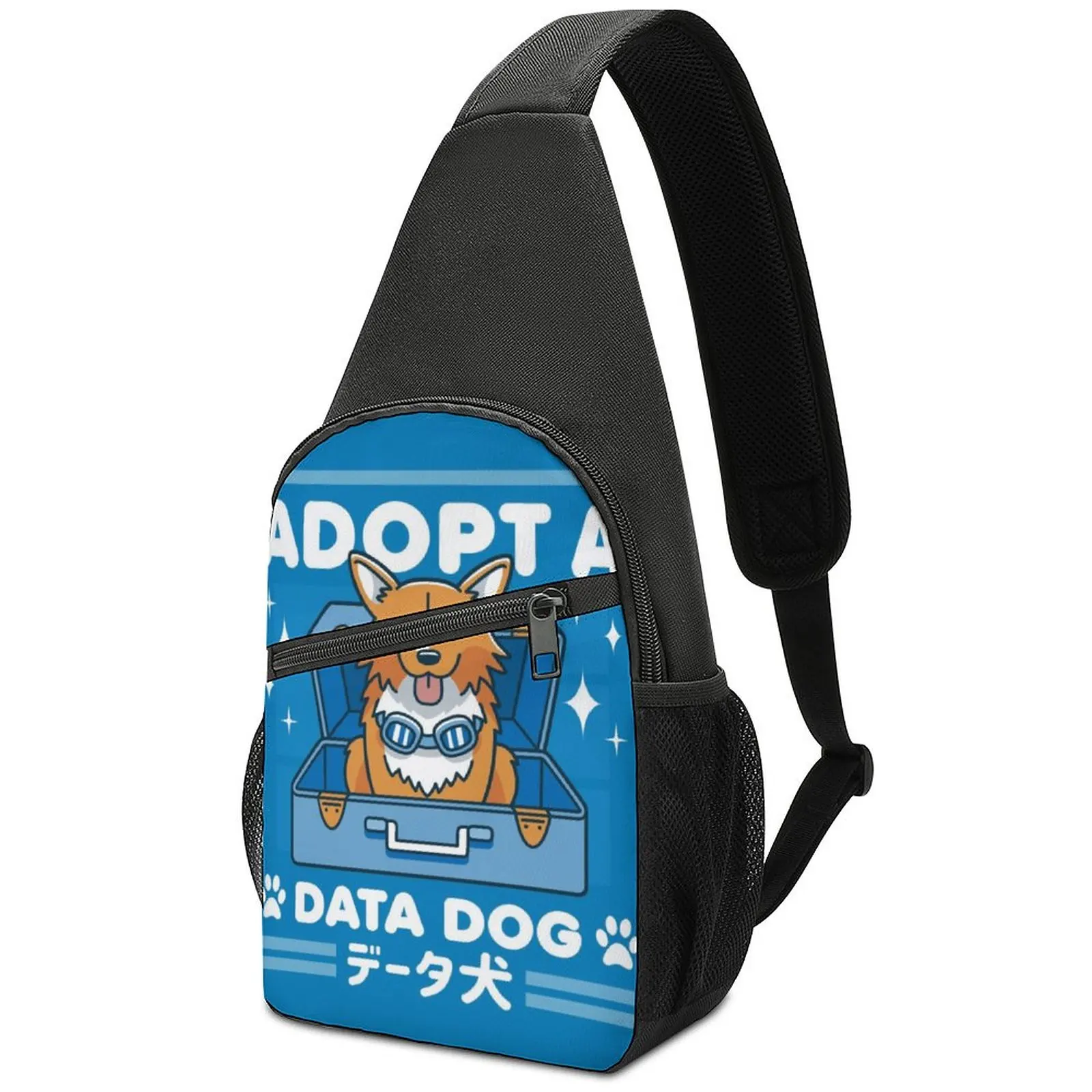 

Adopt A Data Dog Shoulder Bags Sapce Corgi Puppy God Animal Casual Chest Bag School Cycling Sling Bag Workout Graphic Small Bags
