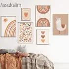 Плакаты на стену для детской, с изображением солнца, радуги, кактуса, альпака, скандинавские настенные картины для украшения детской комнаты