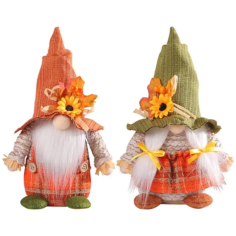 

Fall Gnome Pumpkin Sunflower Dwarf Doll Ornaments Thanksgiving Gnome Figurine With Sunflower And Maple Leaves For Fall Autumn