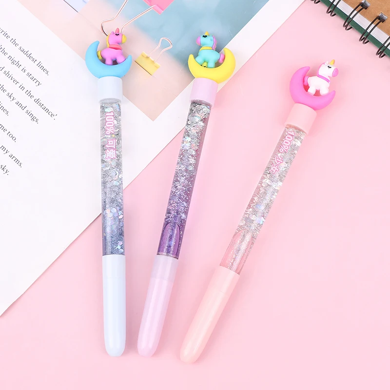 

1PC Moon Liquid Quicksand Gel Pen Neutral Pen Sequins Decorate Signature Pen School Office Supply Stationery Gift