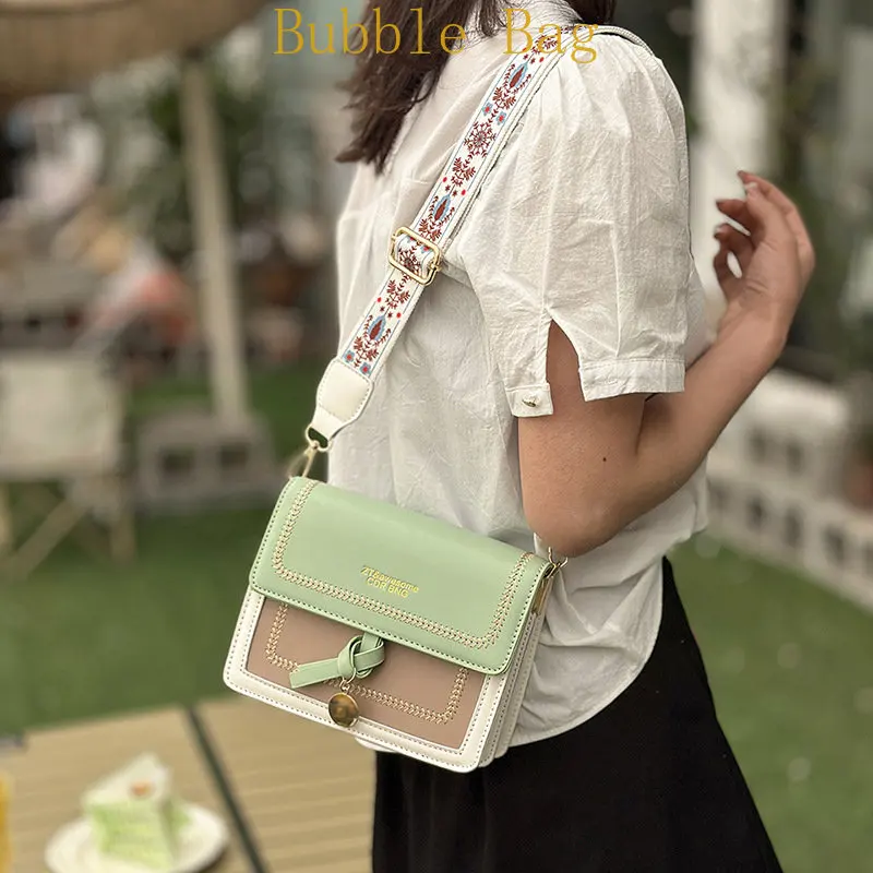 Korean bag 2023 summer tide new handbag small fresh contrast color shoulder bag small square letter crossbody bag