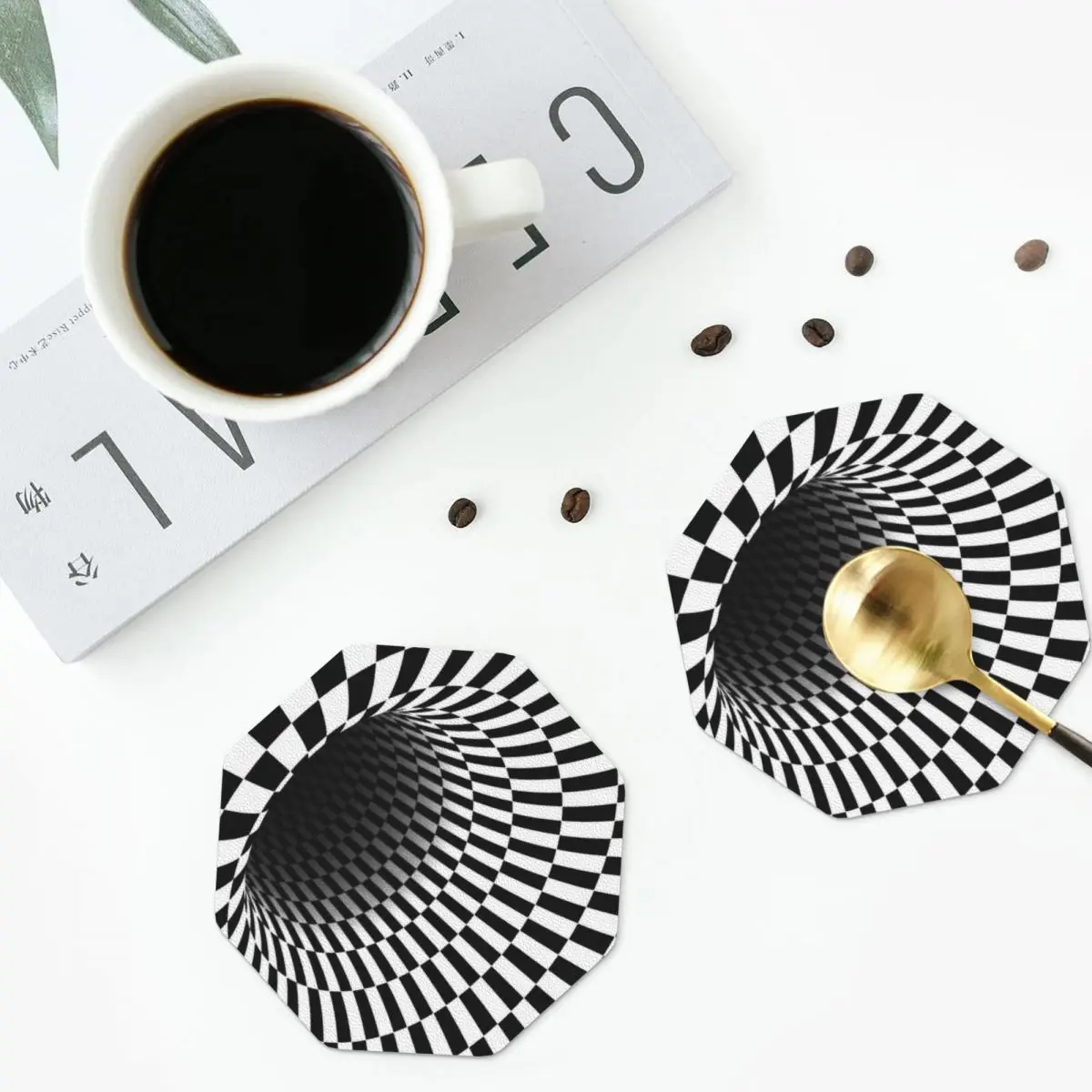 

Подставки из пвх и кожи с полынью, Нескользящие изоляционные кофейные коврики для украшения дома, кухни, столовой набор из 4 предметов