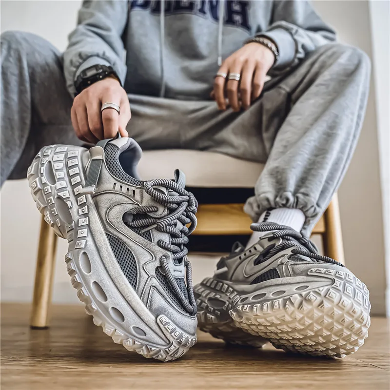 Мужские Винтажные кроссовки на платформе уличный стиль Скейтборд Повседневная