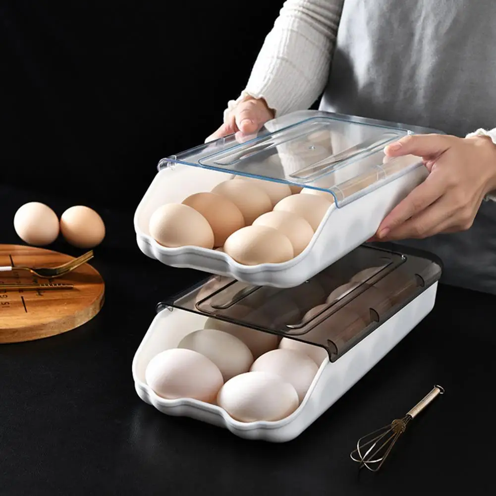 

for Kitchen Portable Large Capacity Container Storage Box New Egg Automatic Rolling Type PS Egg