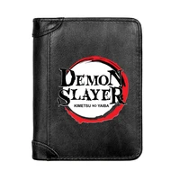 fashion demon slayer kimetsu no yaiba printing genuine leather men wallet classic pocket slim card holder male short coin purses