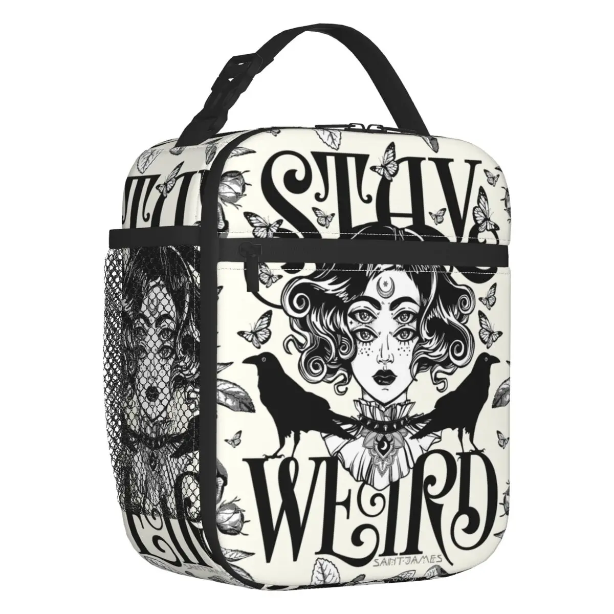 Stay Weird Insulated Lunch Bag for Women Leakproof Halloween Witch Cooler Thermal Lunch Tote Beach Camping Travel