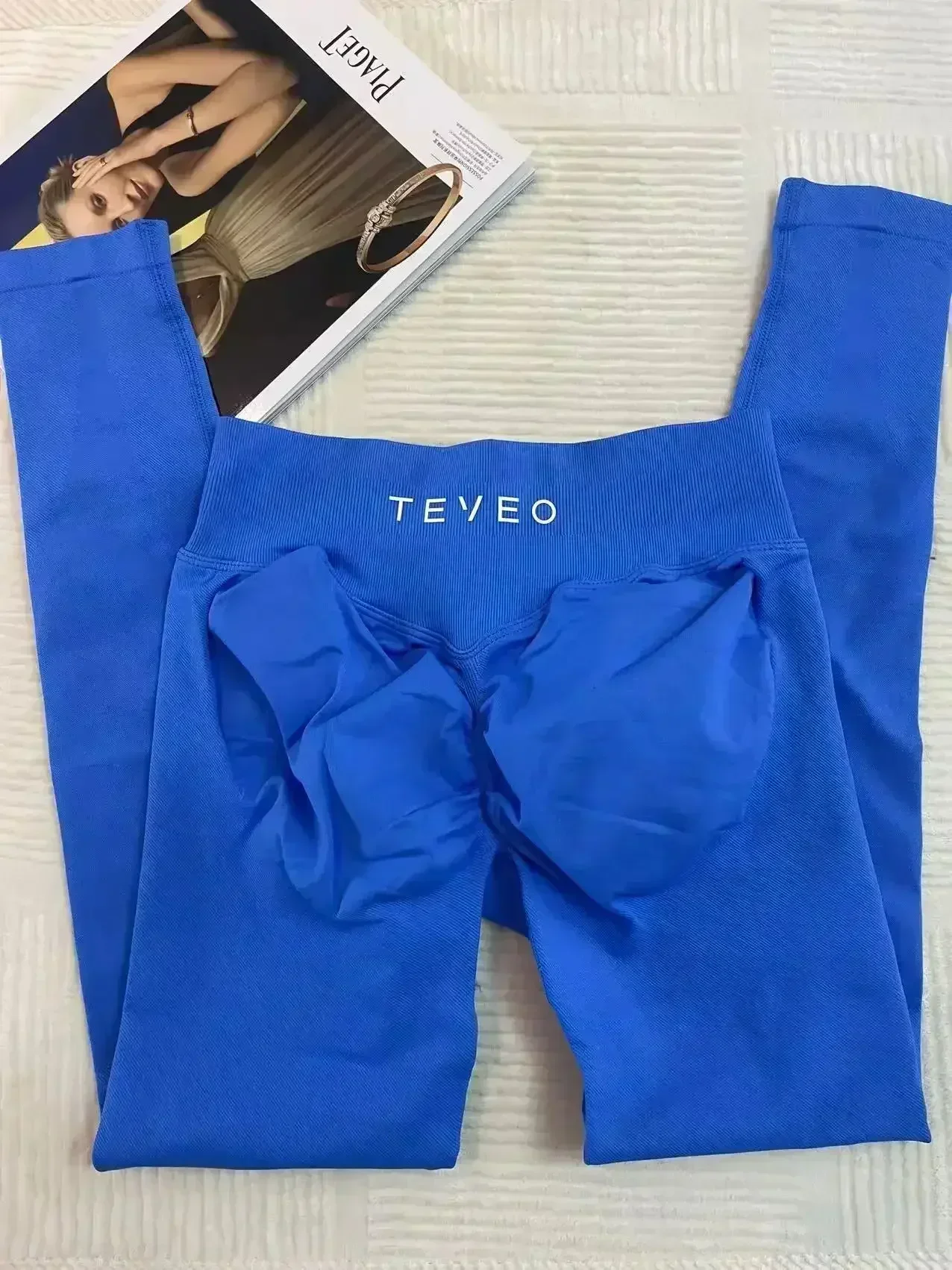Фото Летние дышащие леггинсы TEVEO для фитнеса, женские спортивные брюки для йоги высокого качества, эластичные велосипедные штаны для бега с функцией отвода пота №5