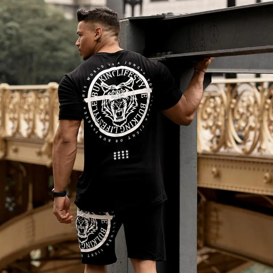 

Новинка 2022, Спортивная мужская летняя хлопковая Футболка brother с коротким рукавом для фитнеса, повседневная мужская футболка с коротким рука...