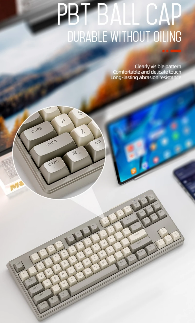 Русская беспроводная механическая клавиатура 87 раскладок клавиш испанская