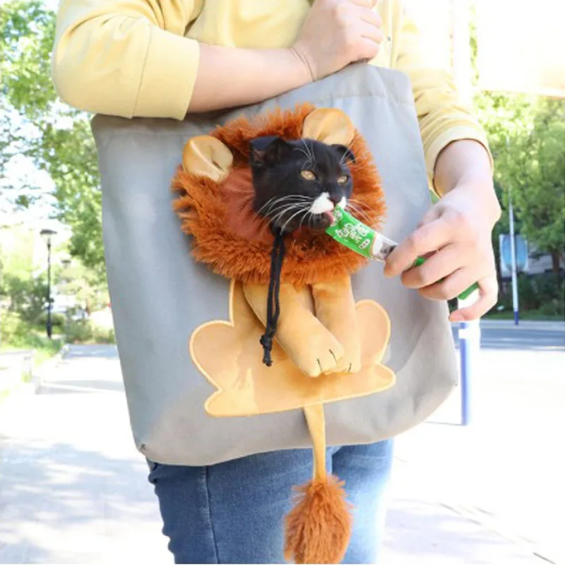

Lion Shape Cat Shoulder Bags Adjustable Zipper Transport Bag for Dogs Outdoor Pet Shoulder Bags Puppy Carrier Canvas Tote Pouch