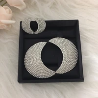 2022ar fashion jewelry party silver pearl crystal diamond moon earrings clip for women