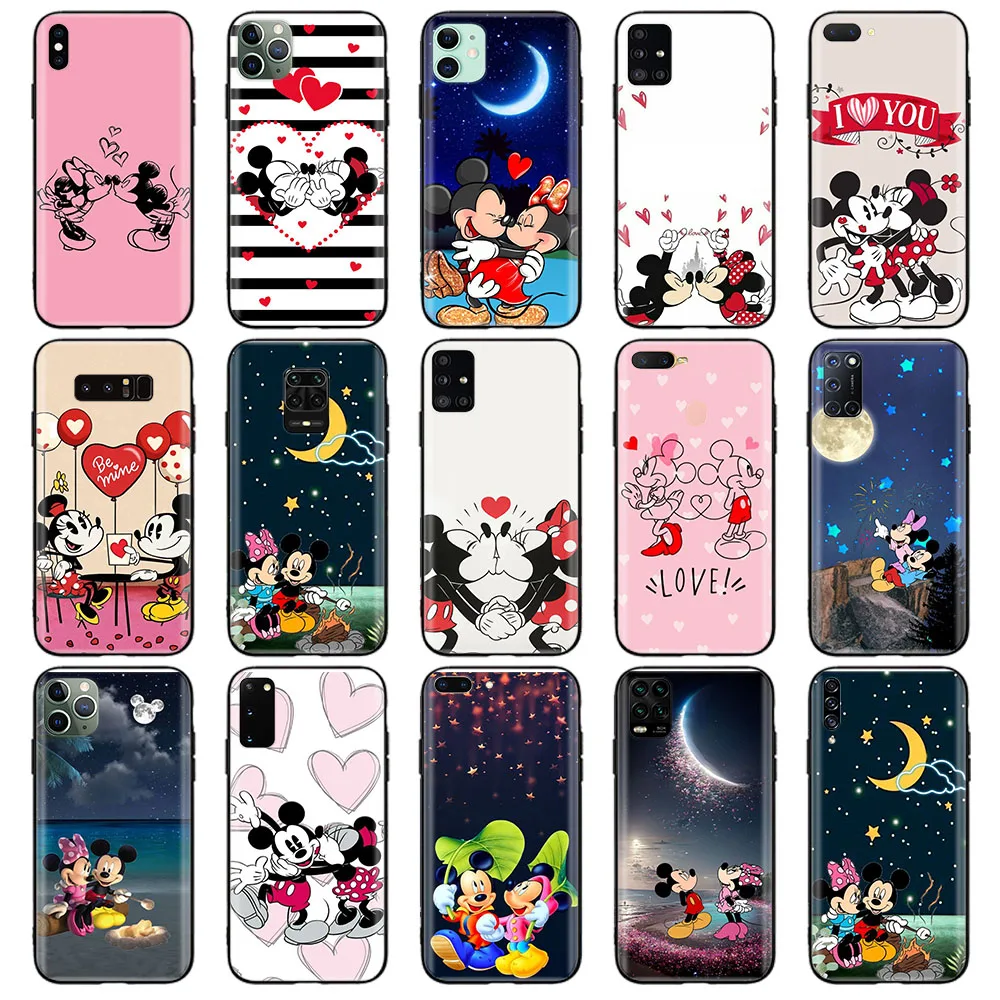 

Black Case for Samsung A6 A7 A8 A9 Plus A30 A40S A41 A53 A81 A82 Note 8 9 Quantum 2 A30S F62 Cover Z-5 Mickey and Minnie