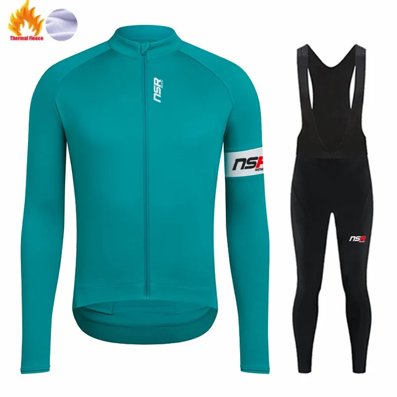 

2022 NSR Winter Cycling Jersey Set MTB uniform Bicycle Clothes maillot Ropa Ciclismo Long Sleeve Thermal Fleece Bike Clothing