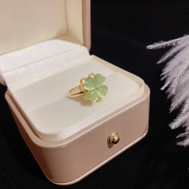Модные Классические поворотные кольца чокер серьги с зеленым клевером женские
