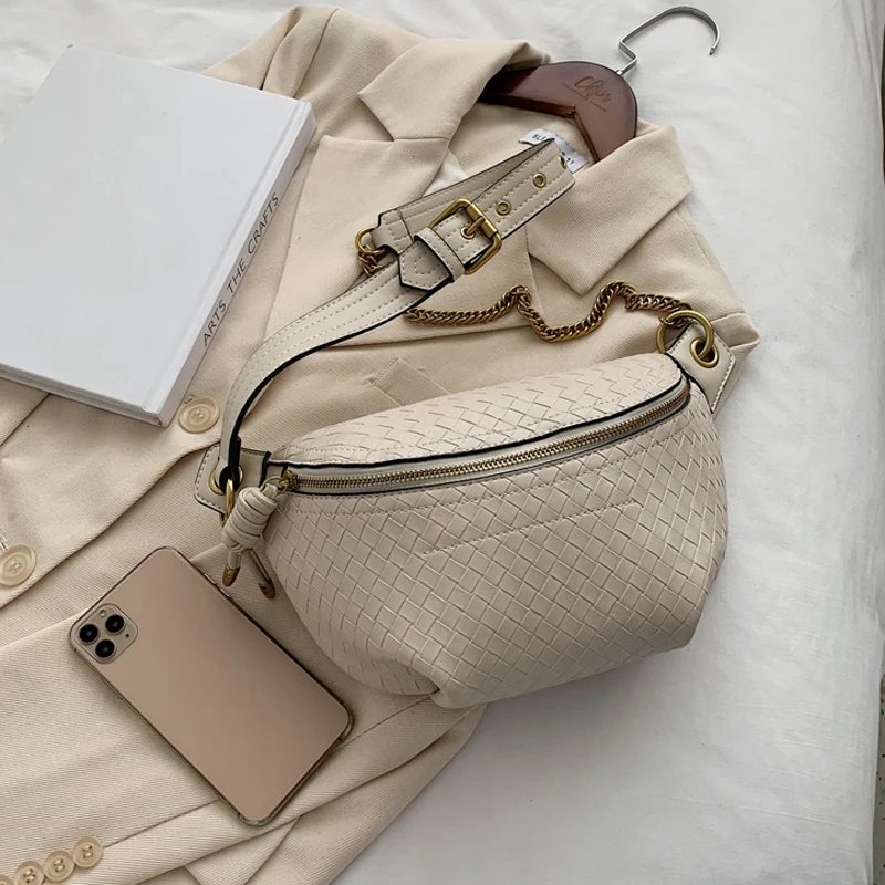 Chain Waist Bag Women Leather Fanny Pack Luxury Brand Crossbody Chest Pack Mini Waist Belt Bags Fashion Girl Phone Pack Purse