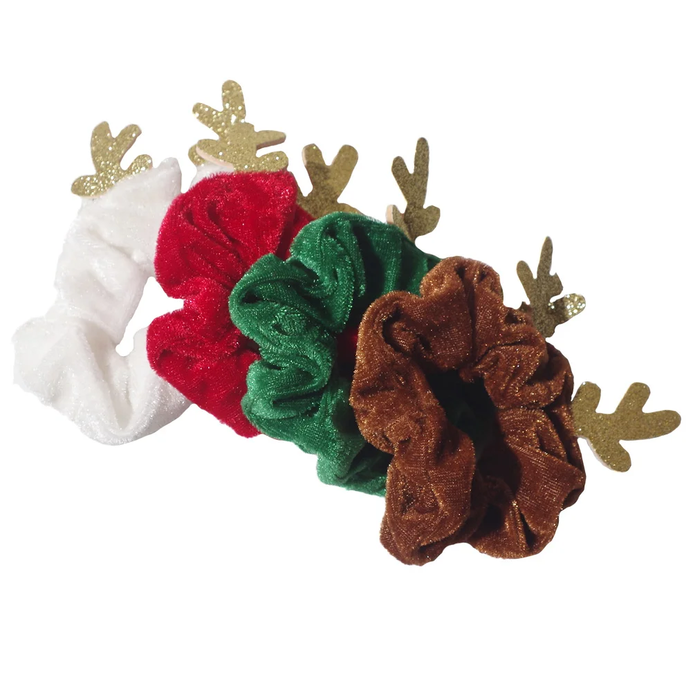 

6pcs Christmas Hair Scrunchies Chiffon Hair Ties Elastic Hair Bands with Reindeer Fashion Hair Rope Scrunchies Ponytail Holder