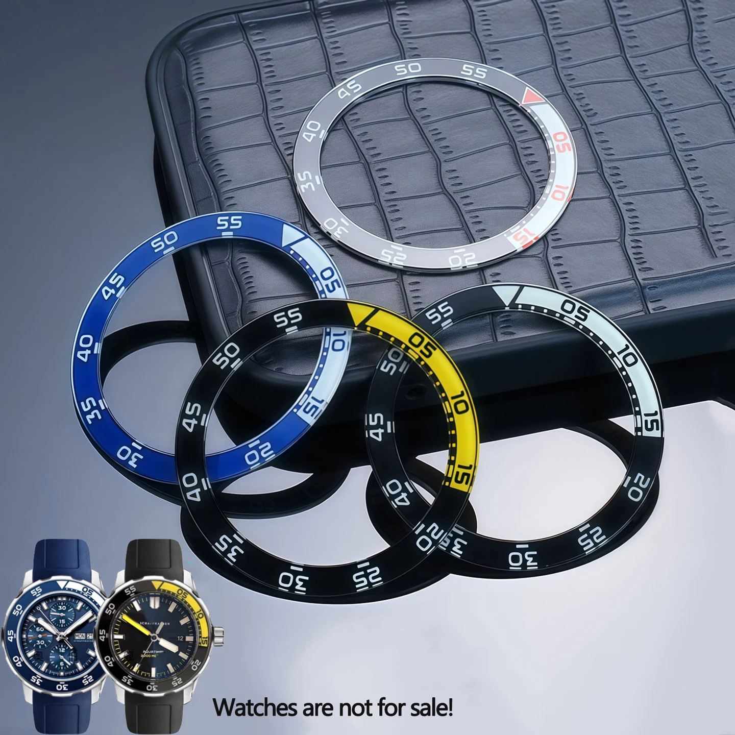 Фото Для IWC AQUATIMER Ocean Watch IW356802 376705 376711, сапфировый светящийся безель для часов, кольцо со шкалой, кольцо для часов, аксессуары №1