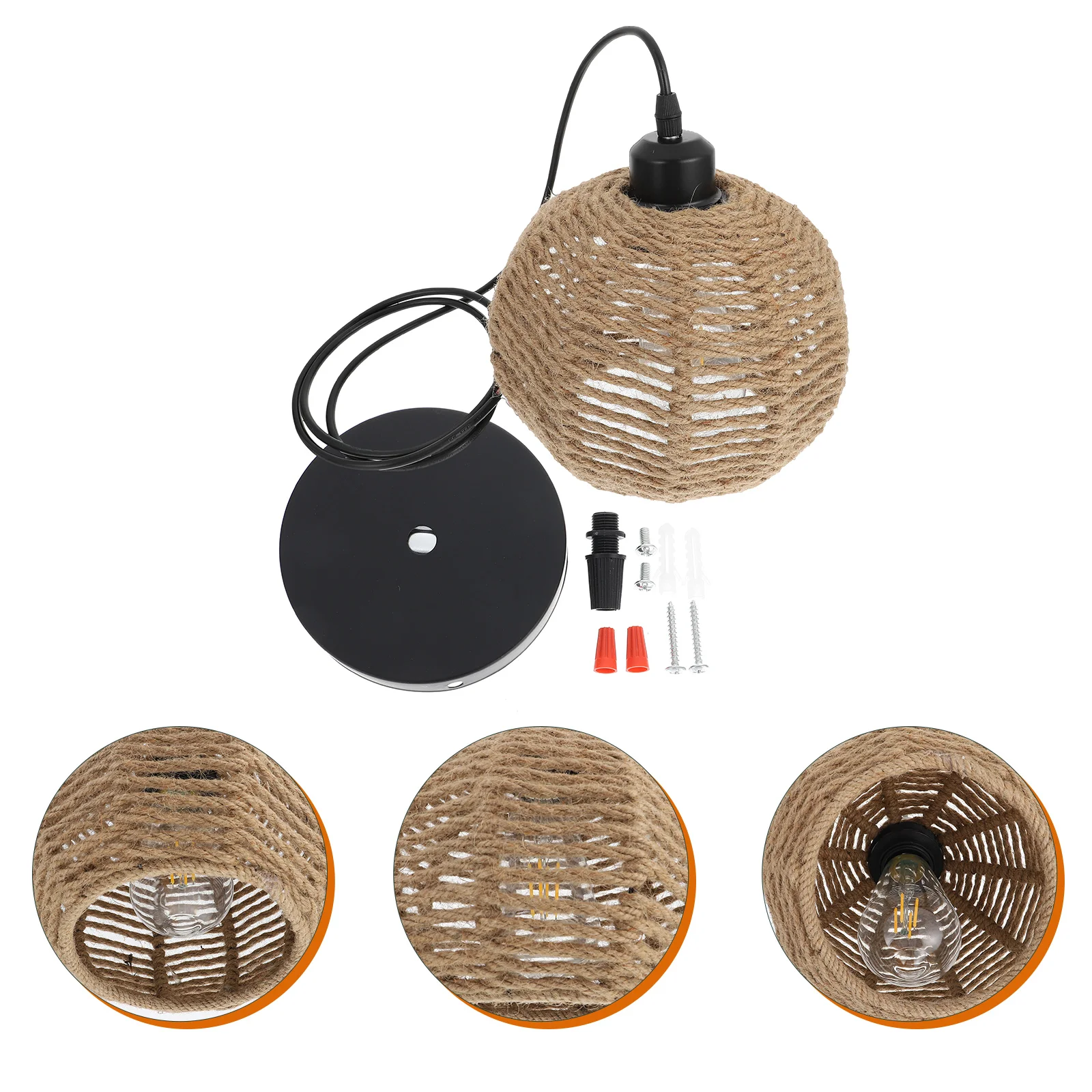 

Light Cover Accessory Hemp Rope Weaving Lampshade With Bulb Light Cover Ornament