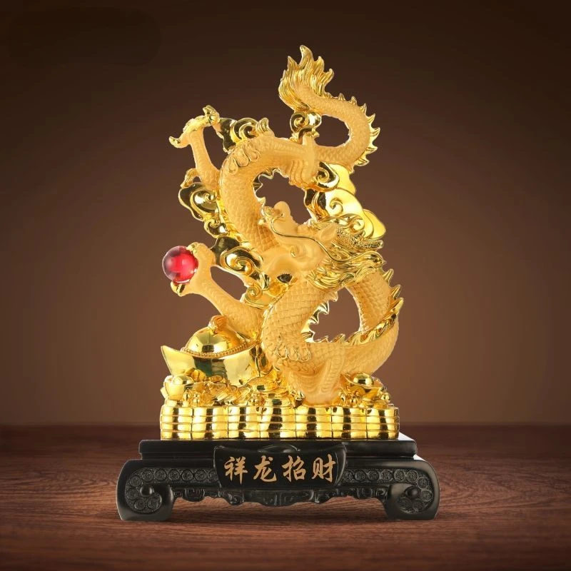 Fengshui богатство Xianglong Zhaocai украшение Зодиак Дракон золотые играющий Дракон бусины домашнее украшение для винного шкафа гостиной