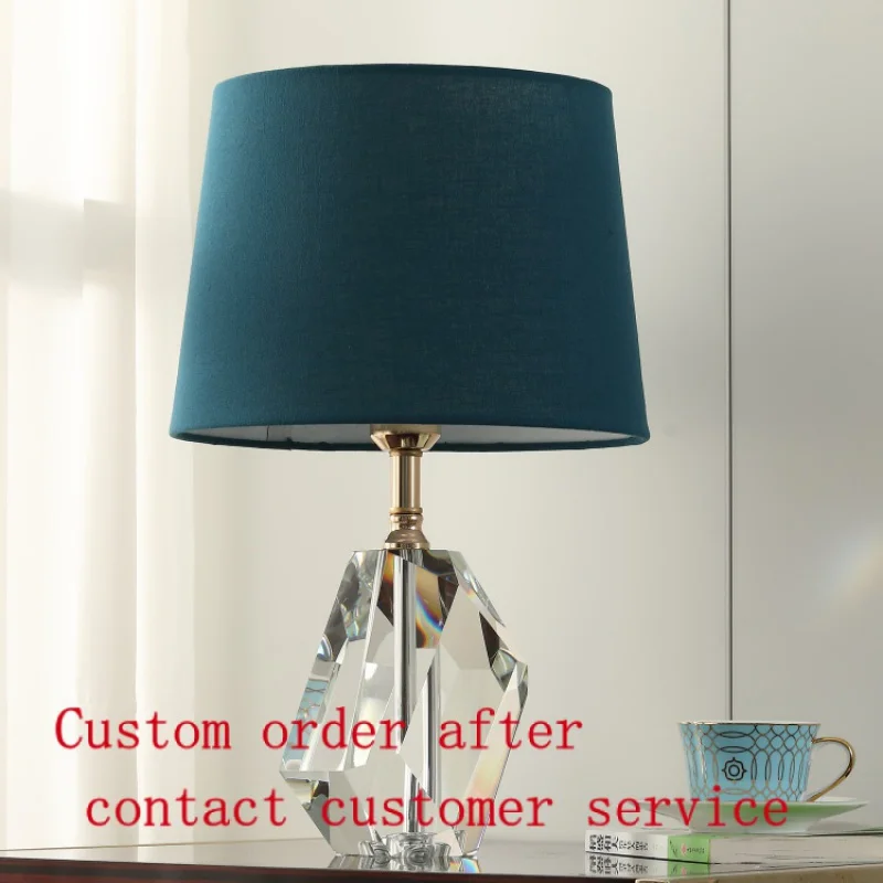 

Home Living Room Decoration Desk Light Crystal Table Lamp with White Lampshade Handmade Clear Glass Table Lamp
