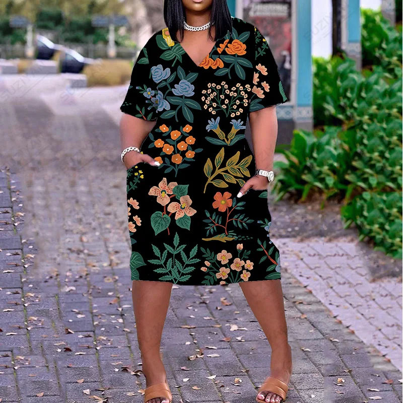 

Urban Style Online Hot Sale Plants Ladies Style Woman Sexy Women'S Africa Features For 3D Printing Beach Dress Women'S Summer