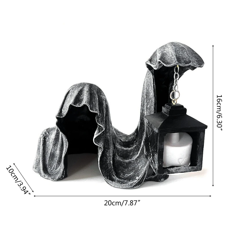 

Unique Halloween Ground Spooky Faceless Ghost Resin Statue with Lantern