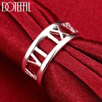 doteffil 925 sterling silver hollow roman numerals ring for women man wedding engagement party fashion charm jewelry