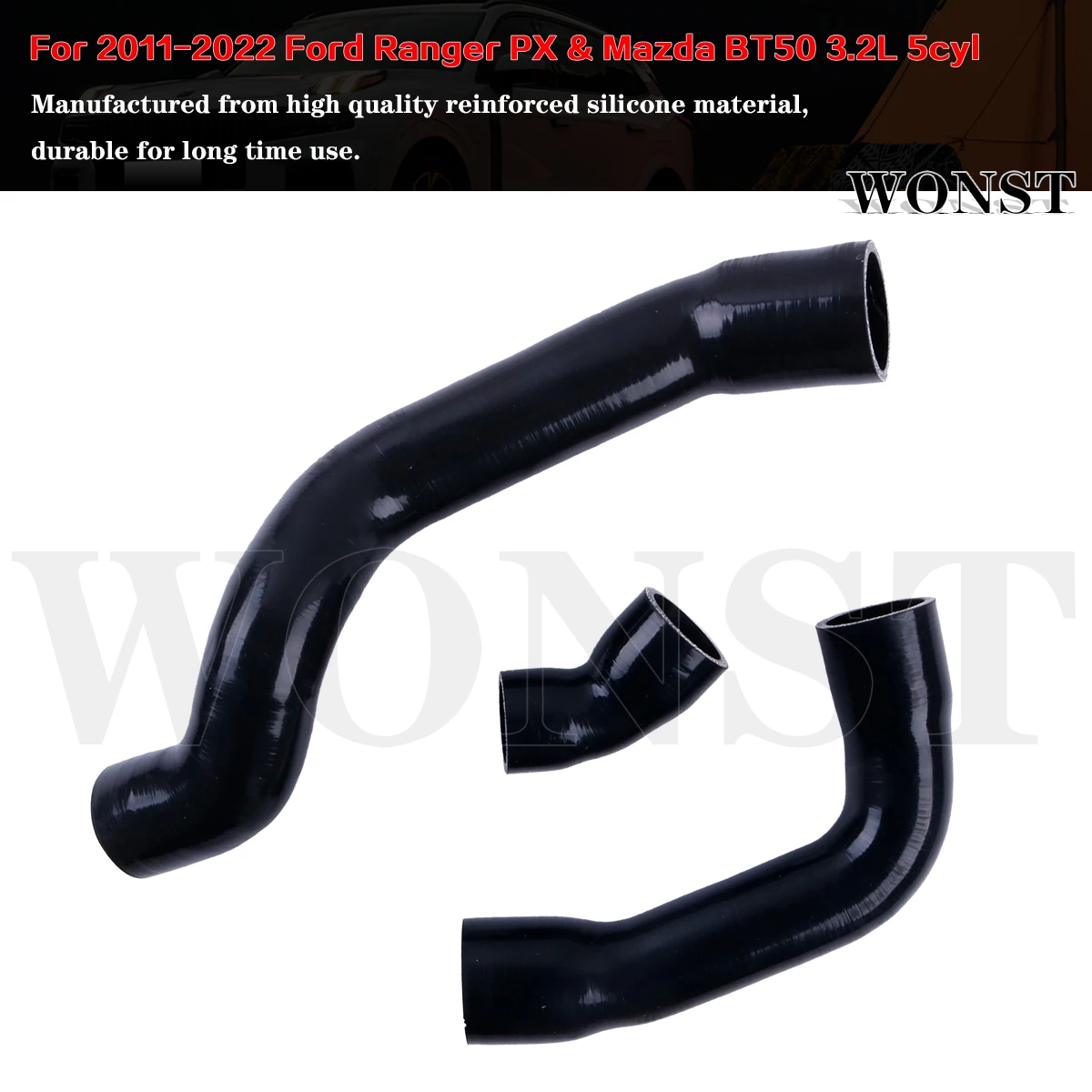 Фото Комплект силиконовых шлангов для интеркулера для Ford Ranger PX и Mazda BT50 3.2L P5AT 5-цилиндровый (2011-2022) №2