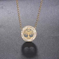 likgreat gold plated tree of life necklace crystal round hollow pendant necklace women trendy chokers jewelry gifts 2022 new