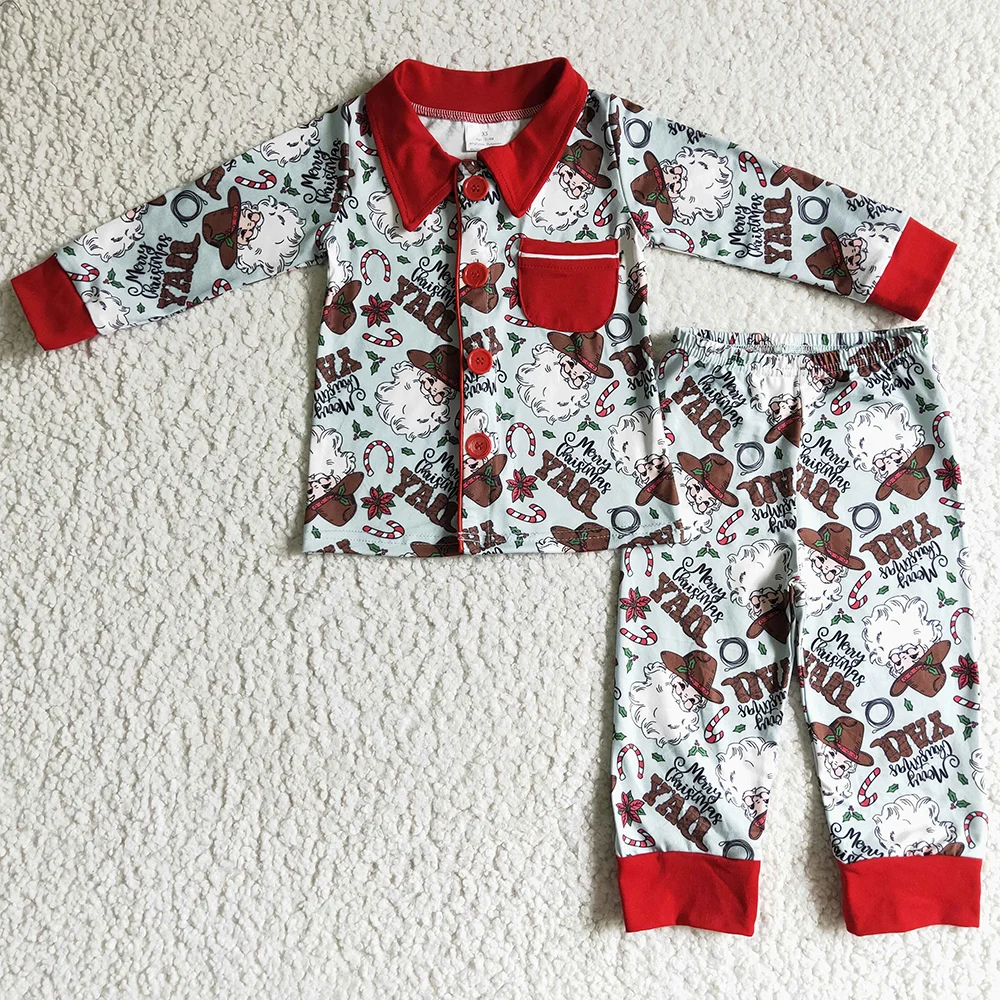 

Boutique Baby Boys Pajamas Christmas Kids Sleepwear Santa Claus Print Toddler Baby Girls Pajamas Set Long Sleeve Boys Nightwear