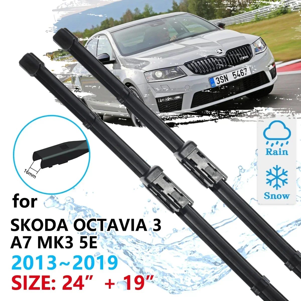 Фото Для Skoda Octavia 3 A7 MK3 5E 2013~2019: Аксессуары для лобового стекла, щетки стеклоочистителя переднего стекла (2013, 2014, 2015, 2016, 2017) №2