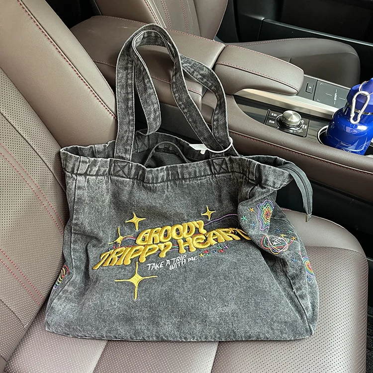 

Crossbody Bags For Women Casual Denim Bags embroidery Female Shoulder Bag Pack Travel Zipper Handbag Tote Ladies Messenger Bag