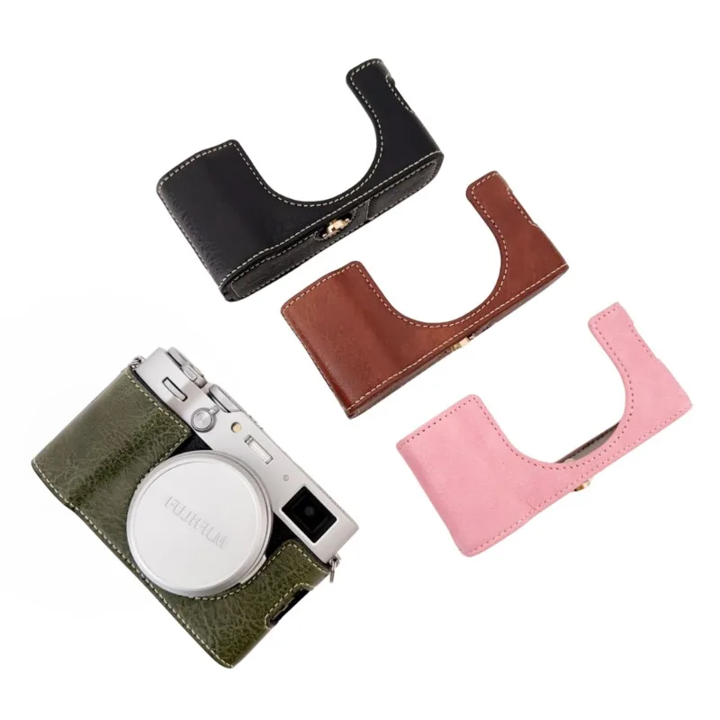 Кожаная сумка для фотоаппарата Fujifilm X100VI чехол полукрепление кожаная основа