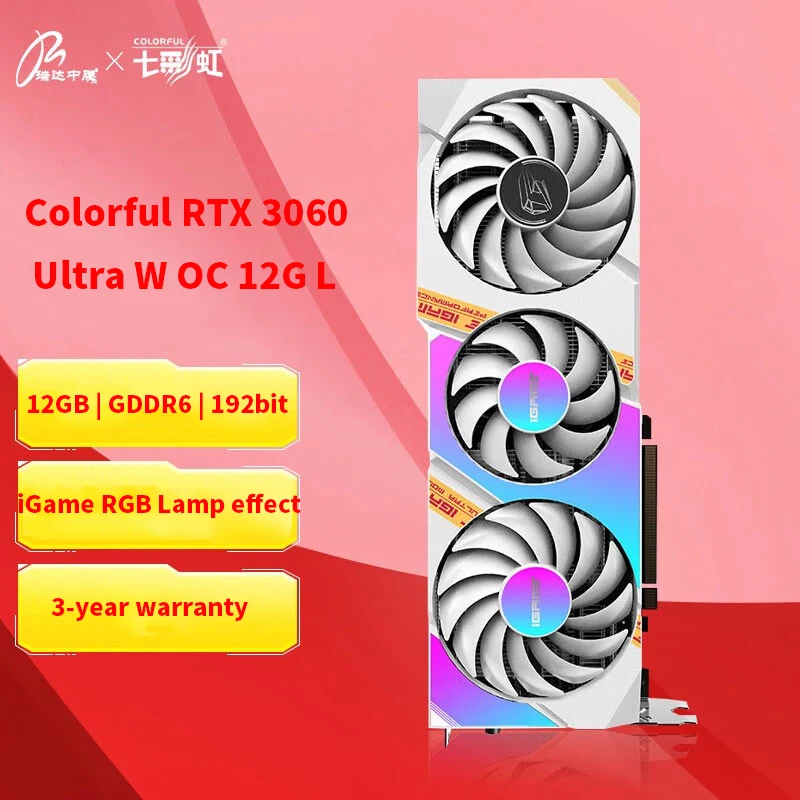 

Colorful iGame GeForce RTX 3060 Ultra W OC 12G L Graphics Card 12GB 192Bit GDDR6 Gaming GPU RTX3060 placa de vide видеокарта