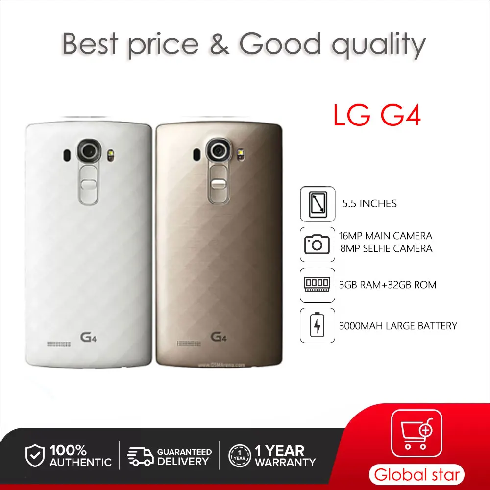 

LG G4 H810 Refurbished Original Unlocked 5.5 inches cellphone 3GB 32GB ROM 16MP Camera free shipping