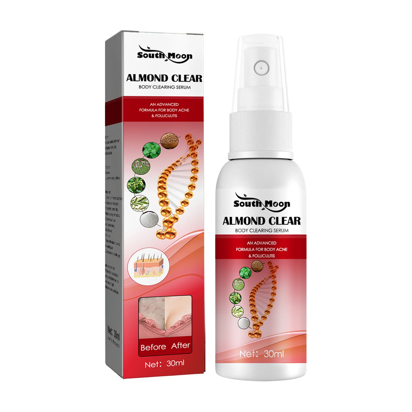 

Inhibits The Growth of Bacteria In Hair Follicles Body Redness Itching and Itching Spray Mild and Non-irritating 30ml