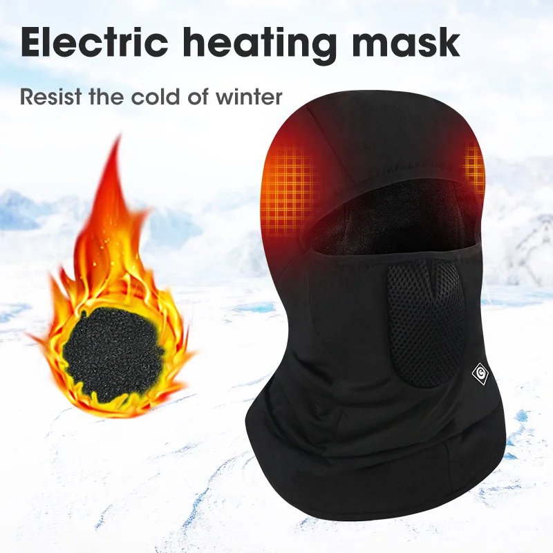 SNOW DEER Winter Ski Mask Rechargeable Electric Battery Heated For Ski Fishing Moto Eletrica Bicycles Thermal Keep Wamer Head