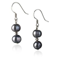 hoozz p fine earrings for women natural freshwater cultured pearl in white blackvintage style 925 silver free shipping items
