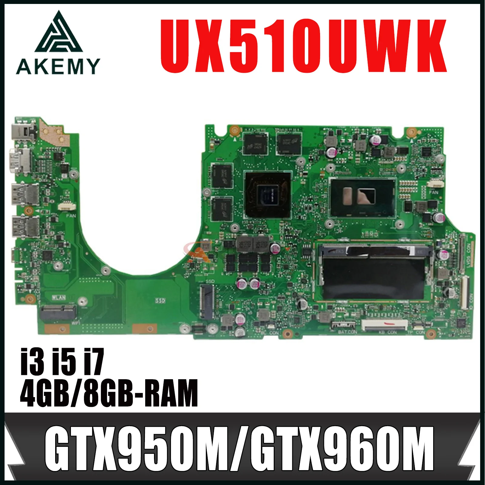 

For ASUS UX510UWK UX510UW UX510U U5000U UX510UXK Laptop Motherboard UX510UX Mainboard i3 i5 i7 GTX950M/GTX960M 4GB/8GB-RAM