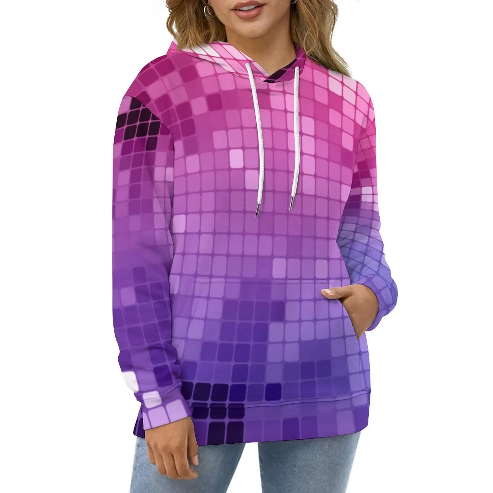 

Disco Ball Casual Hoodies Party Lights Print Elegant Hoodie Women Long Sleeve Oversized Harajuku Loose Hooded Sweatshirts