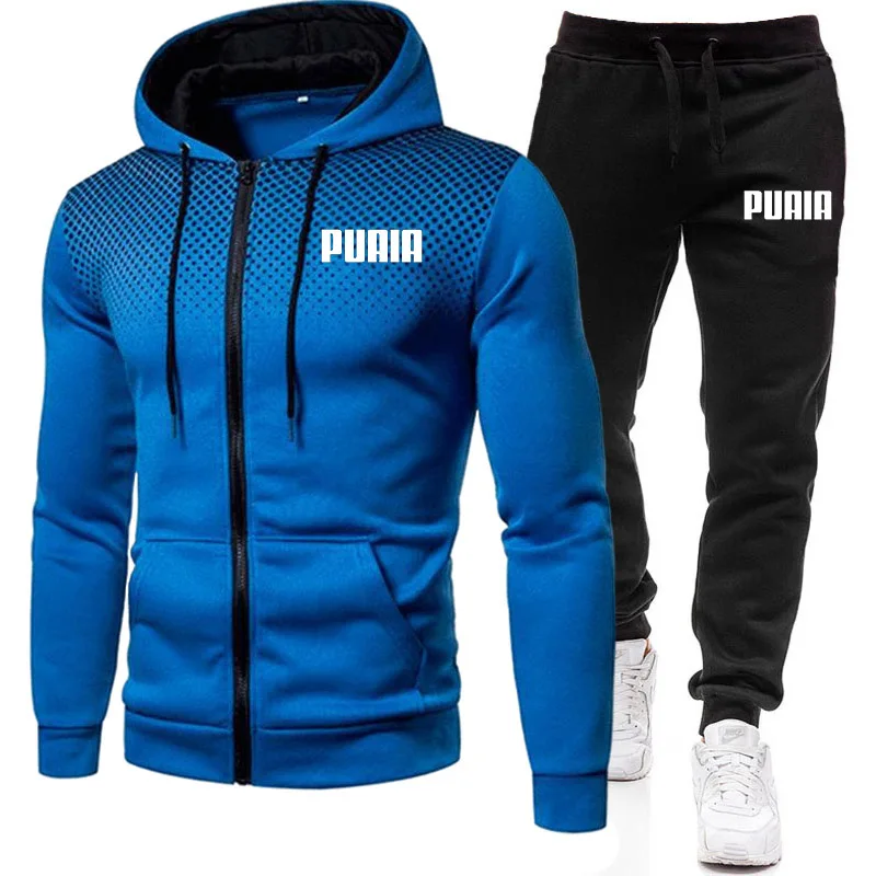 2023 New Winter Men's Clothing Men Sets Printing Hoodie Set Fleece Zipper Sweatshirt Casual Sport Sweatpants Mens Tracksuits