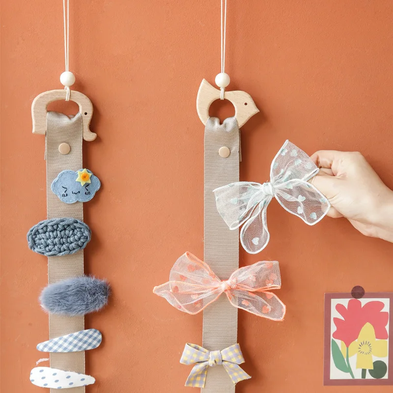 

Children Hair Clip Holder Ins Nordic Style Wood Princess Hairpin Hairband Storage Pendant DIY Jewelry Organizer Wall Ornament