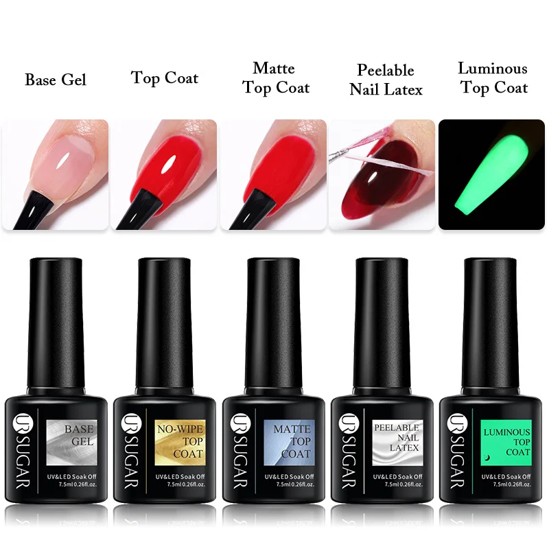 

7ML Base Nowipe Top Coat UV Gel Colorful Gel Nail Polish Semi Permanent Soak Off UV LED Nail Art Manicure Nail Varnish