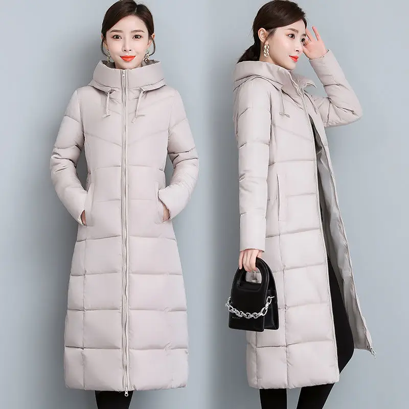 2022 new winter jacket women's long down jacket warm hooded parka coat plus size women's thick quilted cotton coat