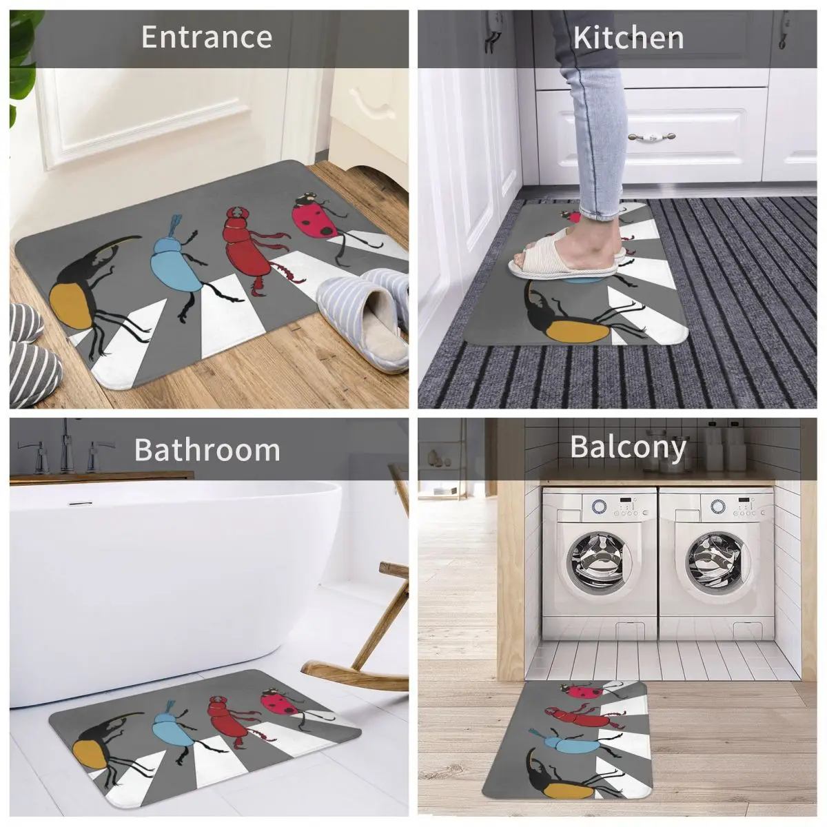

Bath Mat The Beetles Decor 3D Rug Carpet Doormat Non-slip Entrance Living Room Home Kitchen Washable Bedroom Hallway