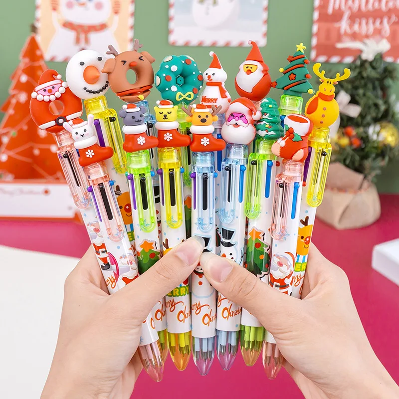 

20Pcs New Gel Pens Cartoon Santa Claus 6-Colors Press Creative Christmas Pen Kawaii Ballpoint Pen Gifts School Office Stationary